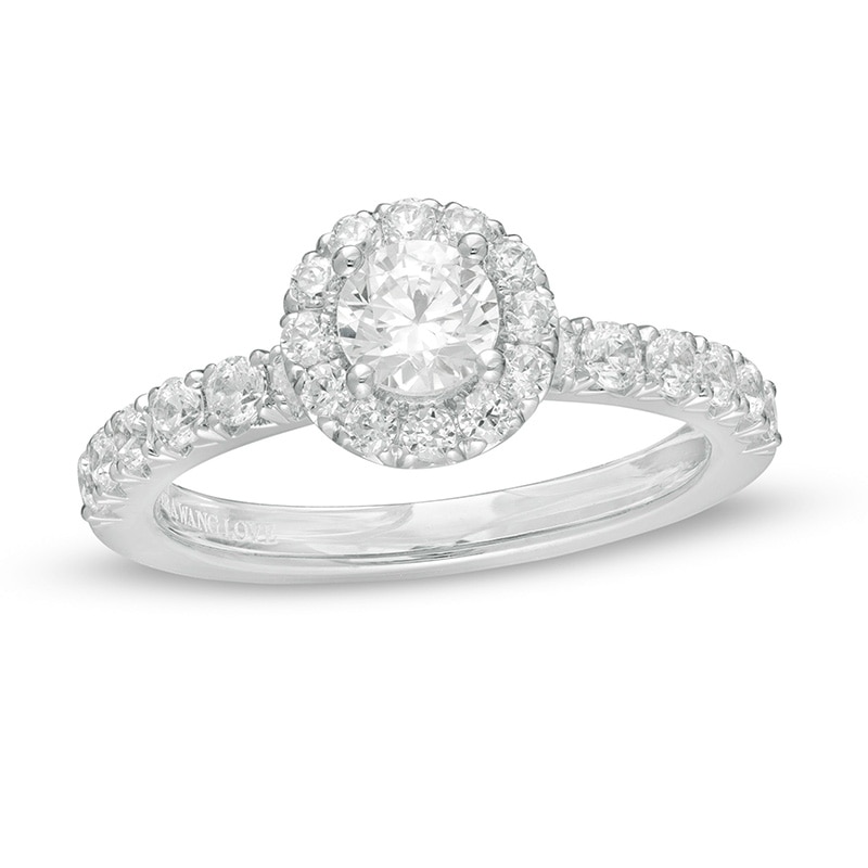 Previously Owned - Vera Wang Love Collection 0.95 CT. T.W. Diamond Frame Engagement Ring in 14K White Gold|Peoples Jewellers