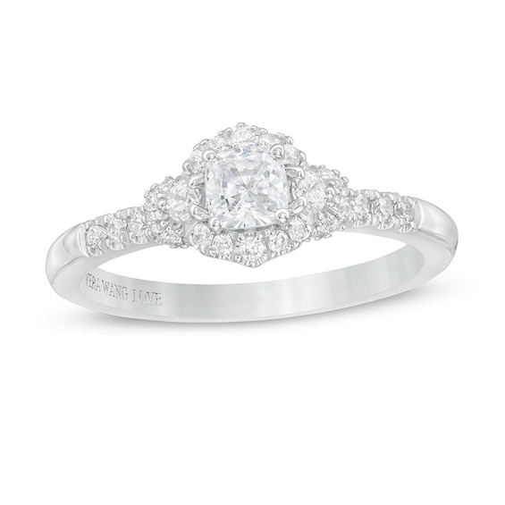 Previously Owned - Vera Wang Love Collection 0.58 CT. T.W. Diamond Hexagonal Frame Engagement Ring in 14K White Gold