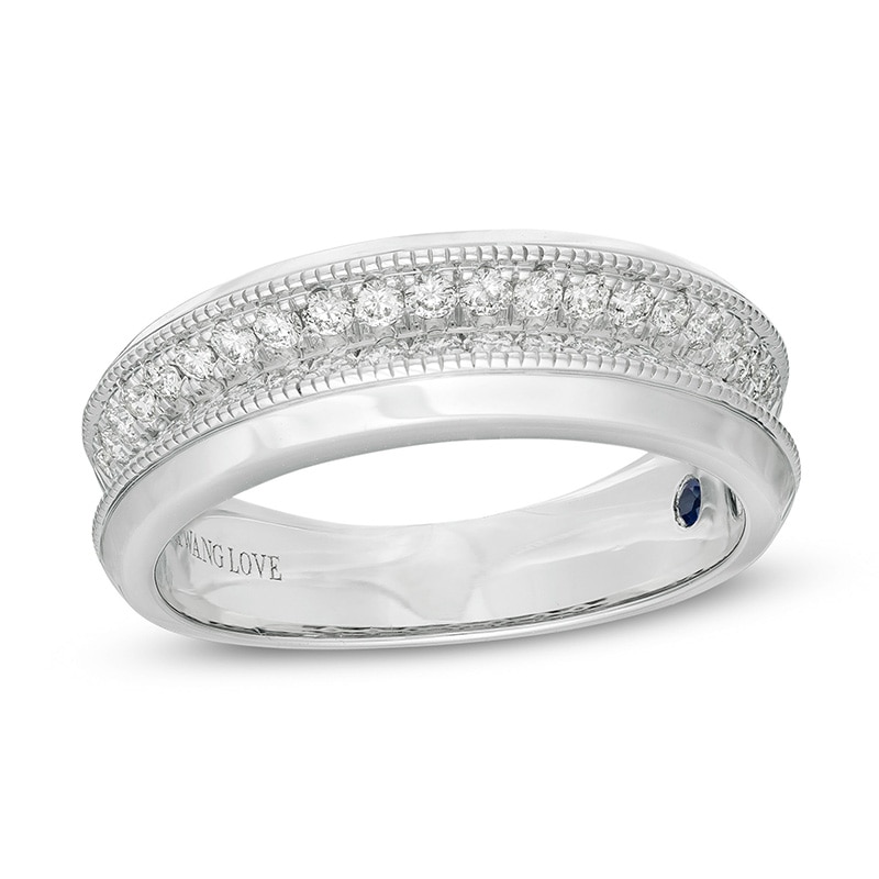 Previously Owned - Vera Wang Love Collection Men 0.58 CT. T.W. Diamond Two Row Wedding Band in 14K White Gold|Peoples Jewellers