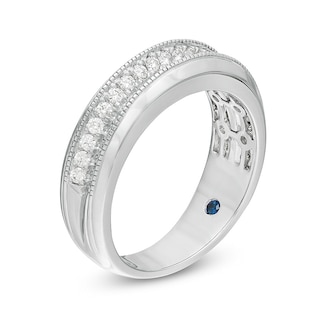 Previously Owned - Vera Wang Love Collection Men 0.58 CT. T.W. Diamond Two Row Wedding Band in 14K White Gold