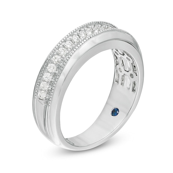 Previously Owned - Vera Wang Love Collection Men 0.58 CT. T.W. Diamond Two Row Wedding Band in 14K White Gold