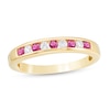 Previously Owned - Ruby and 0.115 CT. T.W. Diamond Channel-Set Alternating Stackable Band in 10K Gold