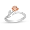 Thumbnail Image 0 of Previously Owned - Enchanted Disney Belle 0.085 CT. T.W. Diamond Rose Bypass Ring in Sterling Silver and 10K Rose Gold