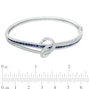 Previously Owned - Princess-Cut Lab-Created Blue and White Sapphire Loose Knot Bangle in Sterling Silver