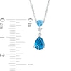 Previously Owned - London and Swiss Blue Topaz with Lab-Created White Sapphire Double Drop Pendant in Sterling Silver