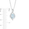 Previously Owned - Oval Aquamarine and Lab-Created White Sapphire Flame Pendant and Drop Earrings Set in Sterling Silver