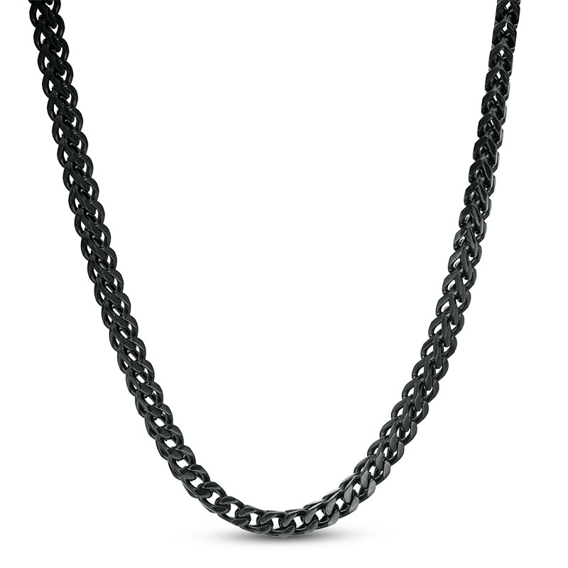 Previously Owned - Men's 3.0mm Franco Snake Chain Necklace in Stainless Steel with Black IP - 24"