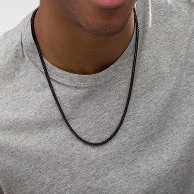 Previously Owned - Men's 3.0mm Franco Snake Chain Necklace in Stainless Steel with Black IP - 24"