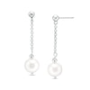 Thumbnail Image 0 of Previously Owned-IMPERIAL® 9.0-10.0mm Freshwater Cultured Pearl and Disco Bead Chain Drop Earrings in Sterling Silver
