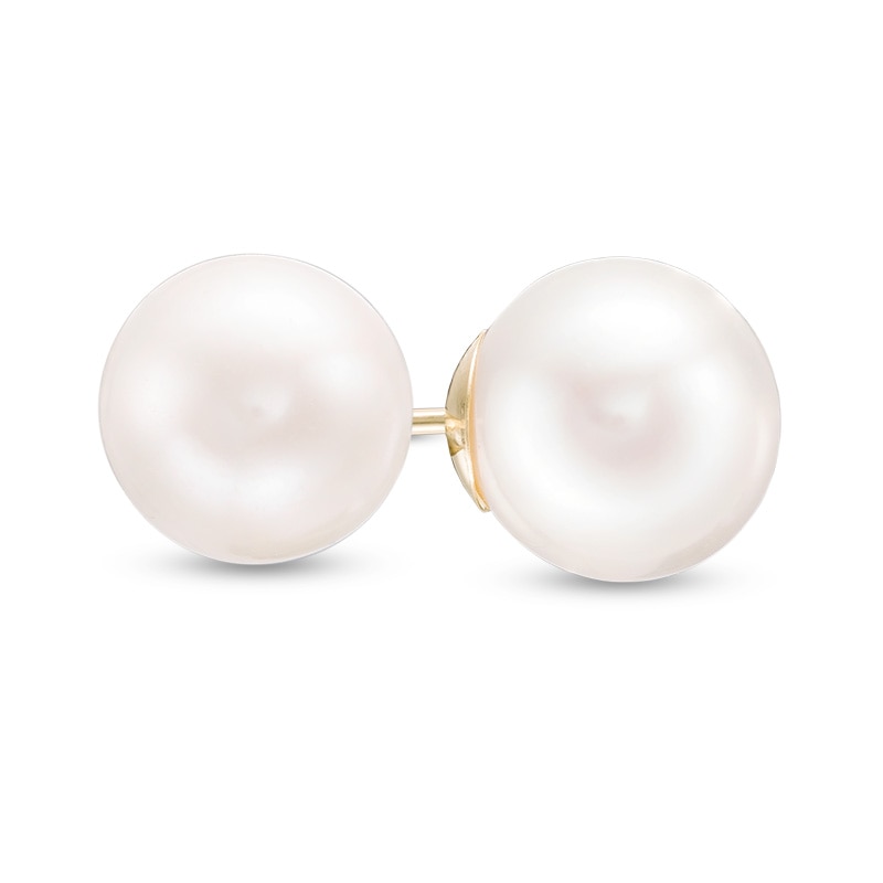 Previously Owned-IMPERIAL® 9.0-9.5mm Freshwater Cultured Pearl Stud Earrings in 14K Gold|Peoples Jewellers