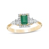Thumbnail Image 0 of Previously Owned - Emerald-Cut Emerald and 0.33 CT. T.W. Diamond Frame Engagement Ring in 14K Gold