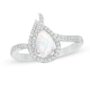 Thumbnail Image 1 of Previously Owned - Pear-Shaped Lab-Created Opal and White Sapphire Flame Ring in Sterling Silver