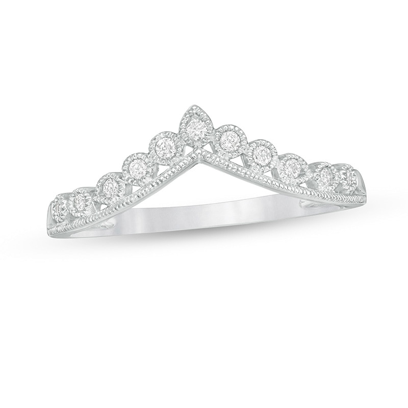Previously Owned - 0.085 CT. T.W. Diamond Vintage-Style Tiara Contour Anniversary Band in 10K White Gold|Peoples Jewellers