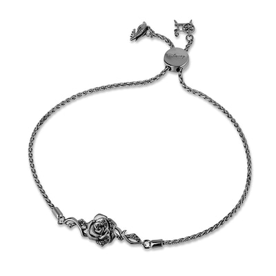 Previously Owned - Enchanted Disney Villains Maleficent 0.145 CT. T.W. Black Diamond Rose Bracelet in Sterling Silver