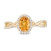 Thumbnail Image 4 of Previously Owned - Oval Citrine and 0.08 CT. T.W. Diamond Frame Twist Shank Ring in 10K Gold