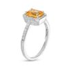 Thumbnail Image 3 of Previously Owned - Emerald-Cut Lab-Created Citrine and White Sapphire Octagonal Frame Ring in Sterling Silver