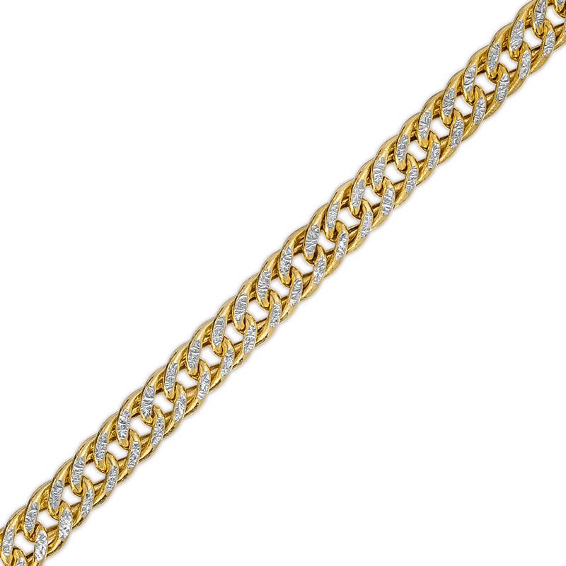 Previously Owned - 6.0mm Diamond-Cut Curb Chain Bracelet in Hollow 14K Two-Tone Gold - 7.25"|Peoples Jewellers