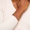 Thumbnail Image 1 of Previously Owned - Emerald-Cut Amethyst Solitaire and Paper Clip Chain Bracelet in 10K Gold - 7.25"