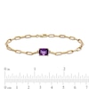 Thumbnail Image 3 of Previously Owned - Emerald-Cut Amethyst Solitaire and Paper Clip Chain Bracelet in 10K Gold - 7.25"