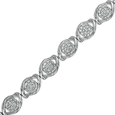 Previously Owned - 0.25 CT. T.W. Composite Diamond Marquise Link Bracelet in Sterling Silver - 7.5"