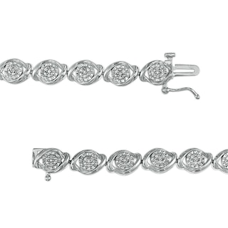 Previously Owned - 0.25 CT. T.W. Composite Diamond Marquise Link Bracelet in Sterling Silver - 7.5"