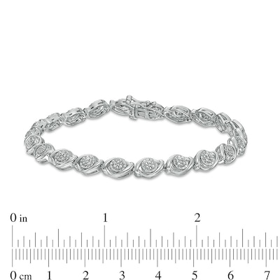 Previously Owned - 0.25 CT. T.W. Composite Diamond Marquise Link Bracelet in Sterling Silver - 7.5"