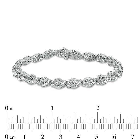 Previously Owned - 0.25 CT. T.W. Composite Diamond Marquise Link Bracelet in Sterling Silver - 7.5"