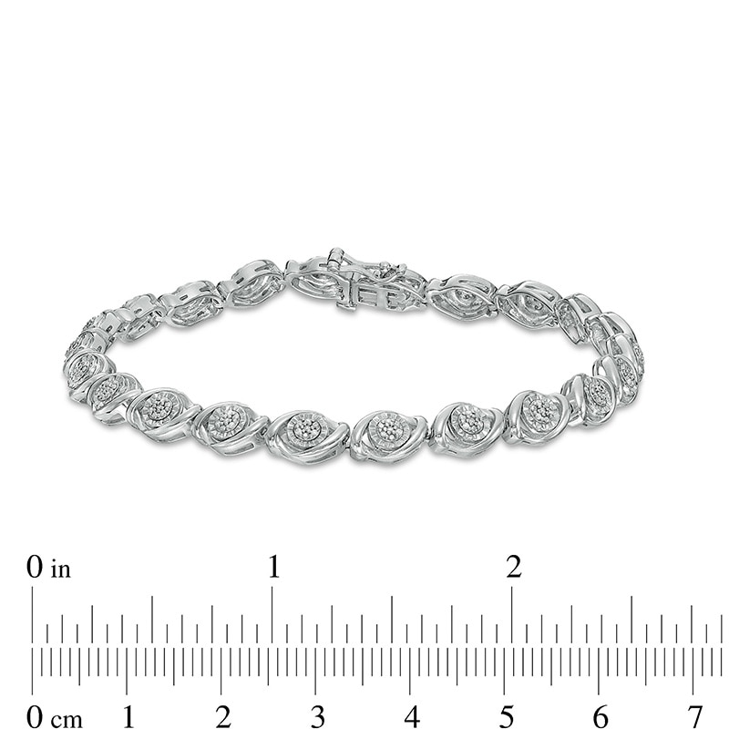 Previously Owned - 0.25 CT. T.W. Composite Diamond Marquise Link Bracelet in Sterling Silver - 7.5"