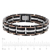 Thumbnail Image 2 of Previously Owned - Men's 0.31 CT. T.W. Diamond Riveted Multi-Row Link Bracelet in Tri-Tone Stainless Steel - 8.5"