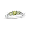 Thumbnail Image 1 of Previously Owned - Princess-Cut Peridot and Diamond Accent Three Stone Ring in 10K White Gold