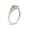 Thumbnail Image 3 of Previously Owned - Princess-Cut Peridot and Diamond Accent Three Stone Ring in 10K White Gold