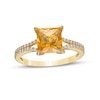 Thumbnail Image 0 of Previously Owned - 7.0mm Princess-Cut Citrine and White Lab-Created Sapphire Split Shank Ring in 10K Gold