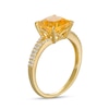 Previously Owned - 7.0mm Princess-Cut Citrine and White Lab-Created Sapphire Split Shank Ring in 10K Gold