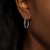 Previously Owned - Garnet Inside-Out Oval Hoop Earrings in Sterling Silver