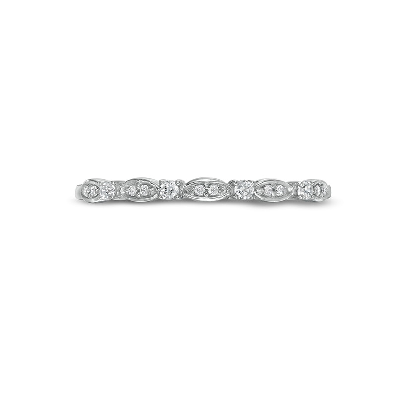 Previously Owned - 0.10 CT. T.W. Diamond Wrapped Wedding Band in 10K White Gold