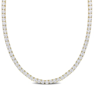 Previously Owned - 4.0mm Lab-Created White Sapphire Tennis Necklace in Sterling Silver with Yellow Rhodium - 17"