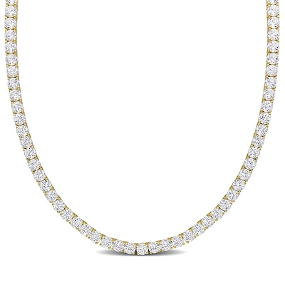 Previously Owned - 4.0mm Lab-Created White Sapphire Tennis Necklace in Sterling Silver with Yellow Rhodium - 17"