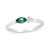 Previously Owned - Sideways Marquise Lab-Created Emerald and White Sapphire Trio Side Accent Ring in Sterling Silver