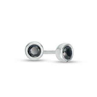 Previously Owned - 0.14 CT. T.W. Black Diamond Solitaire Bezel-Set Stud Earrings in 10K White Gold