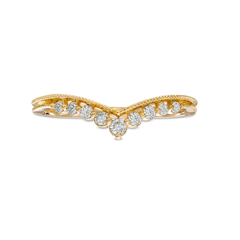 Previously Owned 0.145 CT. T.W. Diamond Vintage-Style Contour Anniversary Band in 10K Gold|Peoples Jewellers