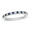 Thumbnail Image 0 of Previously Owned Vera Wang Love Collection 0.14 CT. T.W. Diamond and Blue Sapphire Band in 14K White Gold