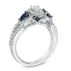 Thumbnail Image 1 of Previously Owned Vera Wang Love Collection 0.70 CT. T.W. Pear-Shaped Diamond and Blue Sapphire Ring in 14K White Gold