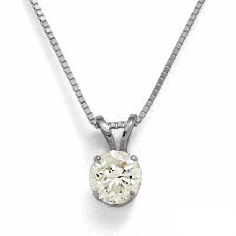 Previously Owned 0.50 CT. Diamond Solitaire Tension-Set Pendant in 14K White Gold (I/I1)|Peoples Jewellers