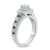 Thumbnail Image 1 of Previously Owned - Vera Wang Love Collection 0.80 CT. T.W. Diamond and Blue Sapphire Double Frame Ring in 14K White Gold