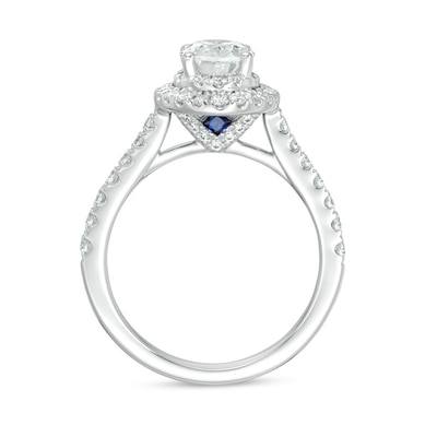 Previously Owned Vera Wang Love Collection 1.58 CT. T.W. Oval Diamond Frame Engagement Ring in 14K White Gold (I/SI2)