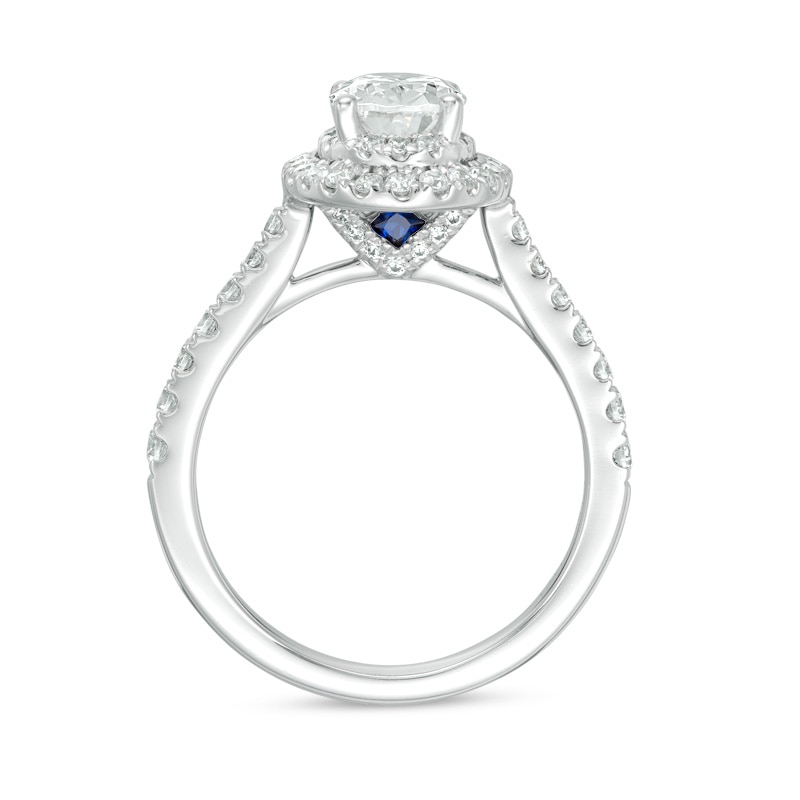 Previously Owned Vera Wang Love Collection 1.58 CT. T.W. Oval Diamond Frame Engagement Ring in 14K White Gold (I/SI2)|Peoples Jewellers