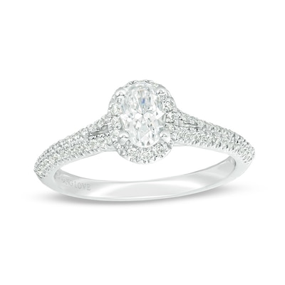 Previously Owned Vera Wang Love Collection 0.70 CT. T.W. Oval Diamond Split Shank Engagement Ring in 14K White Gold