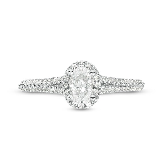 Previously Owned Vera Wang Love Collection 0.70 CT. T.W. Oval Diamond Split Shank Engagement Ring in 14K White Gold