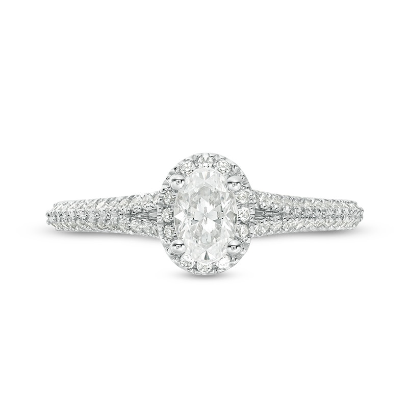 Previously Owned Vera Wang Love Collection 0.70 CT. T.W. Oval Diamond Split Shank Engagement Ring in 14K White Gold|Peoples Jewellers