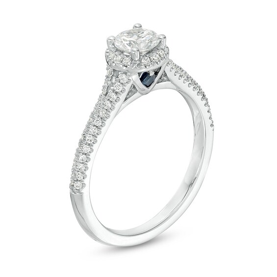 Previously Owned Vera Wang Love Collection 0.70 CT. T.W. Diamond Frame Split Shank Engagement Ring in 14K White Gold